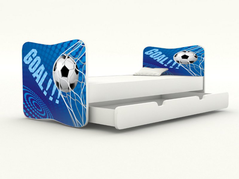 Becks posteľ bez bočnice + úložný priestor Futbal modrý